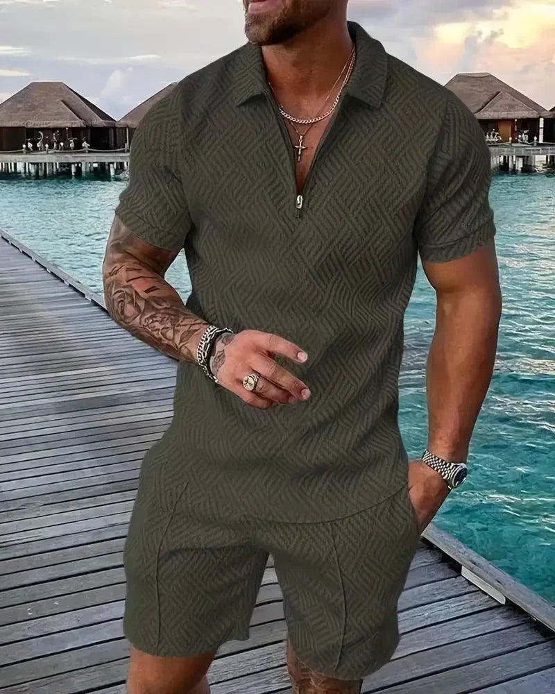 Men's Summer Tracksuit Zipper Collar