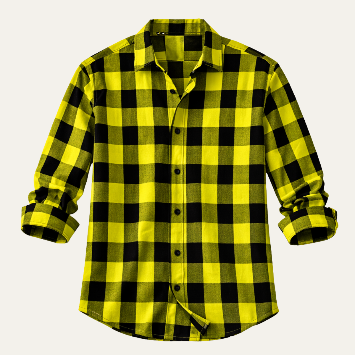 Men's Plaid Button-Up Shirt Casual Cotton - Fashinoza