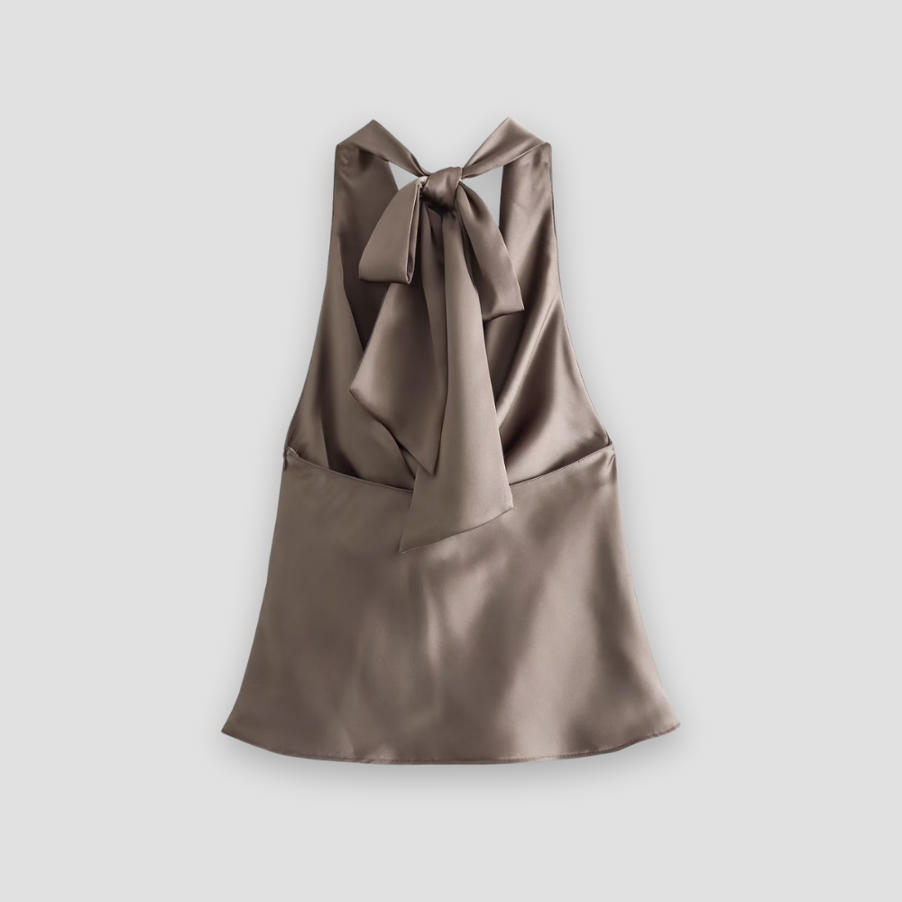 Women's Halter Neck Sleeveless Cowl Back Tie