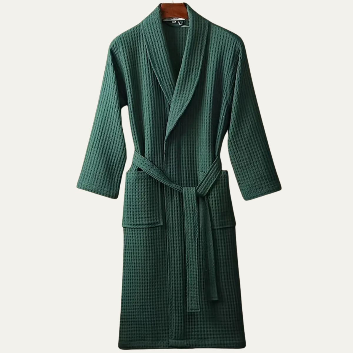 Men's Cotton Waffle Bathrobe Lightweight Navy Blue