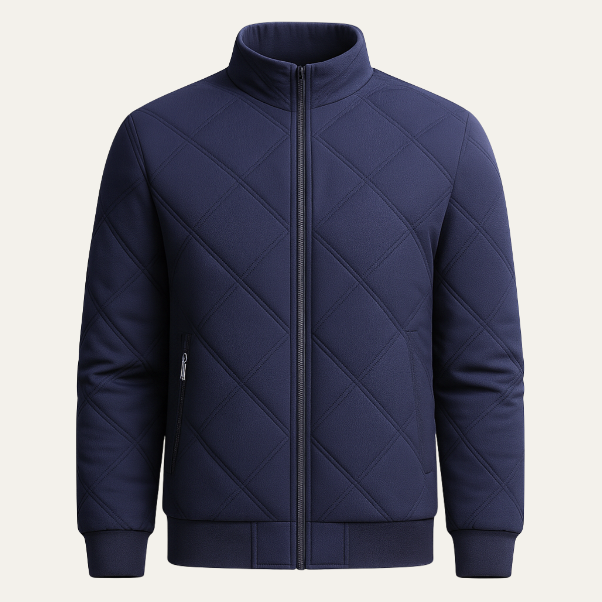 Men's Cotton Diamond Pattern Coat Warm Stand Collar - Fashinoza