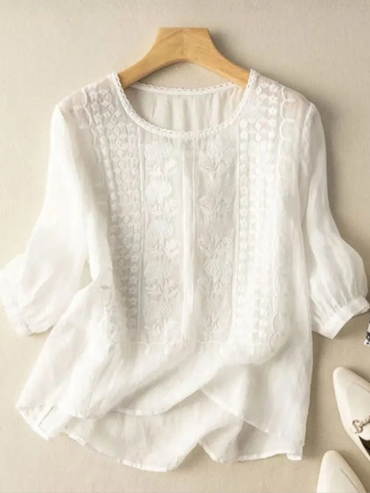 Women's Embroidered Blouse 3/4 Sleeve - Fashinoza