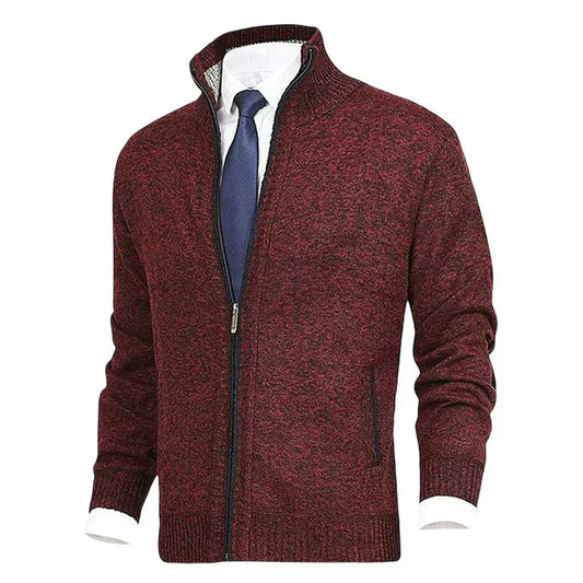 Knitted Zip Up Cardigan With Pockets - Fashinoza