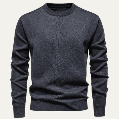 Men's Diamond Pattern Crew Neck Sweater Warm Knit