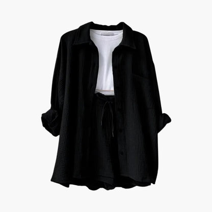 Women's Button Crop Shorts Set