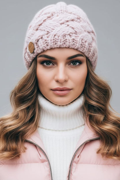 Women's Knit Hat Thick Weave Folded Edge