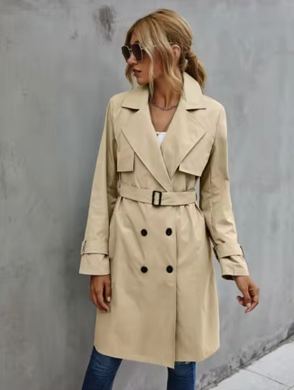 Women's Double-Breasted Trench Coat Classic Fit