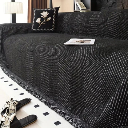 Neutral Toned Fringe Throw Blanket