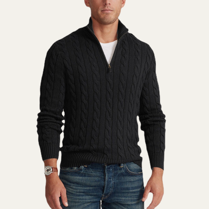 Men's Knit Cable Sweater Quarter Zip