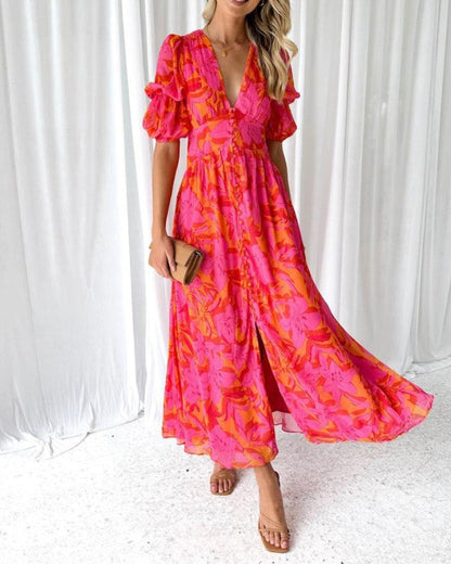 Women's Maxi Dress Red Pink - Fashinoza