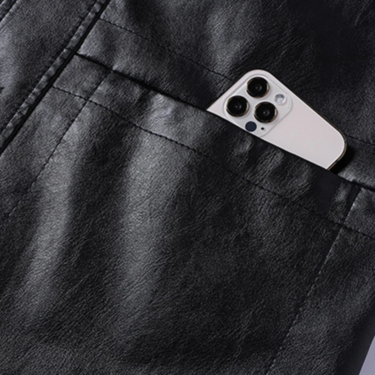 Men's Leather Button Up Winter Jacket