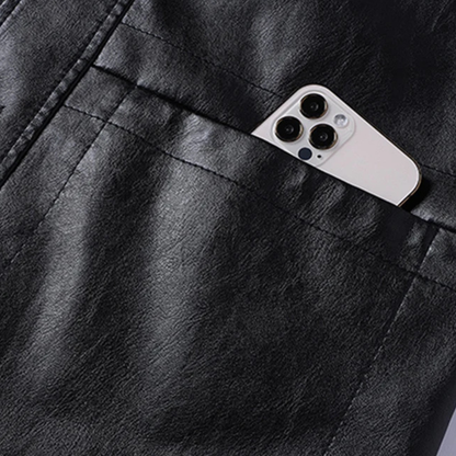 Men's Leather Button Up Winter Jacket