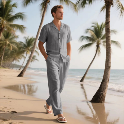 Men's Casual Two Piece Suit Lightweight Silver