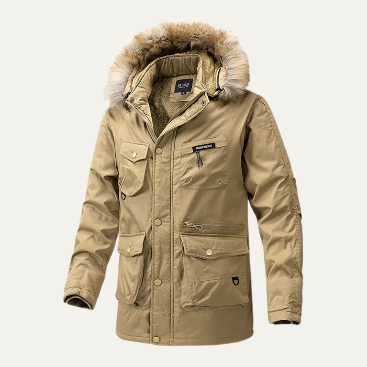 Men's Down Jacket Hooded Long Outdoor Multi Pocket