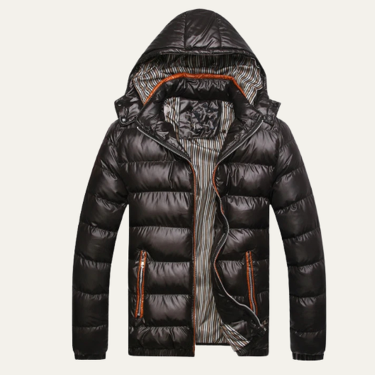 Men's Hooded Puffer Jacket Quilted Black - Fashinoza