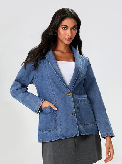 Urbanedge Mens Classic Fit Denim Blazer