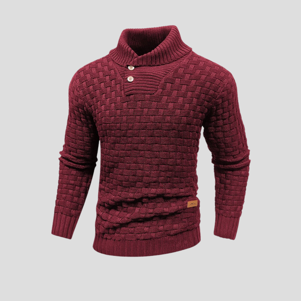 Men's Half Collar Button Up Sweater