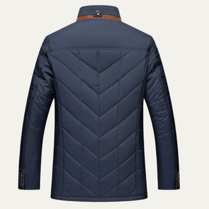 Men's Quilted Padded Winter Jacket Velvet Collar