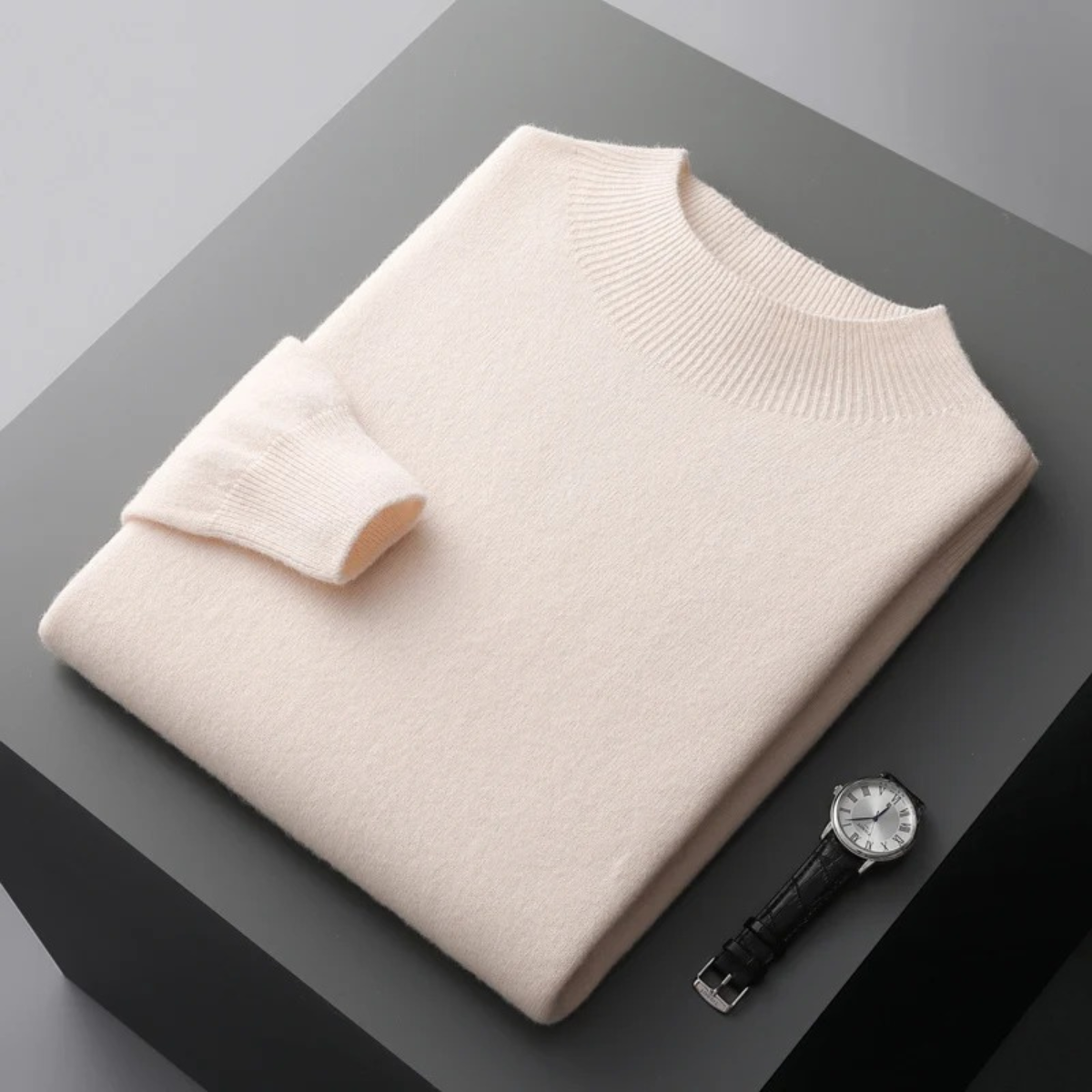 Men's Mock Neck Knit Sweater Plain