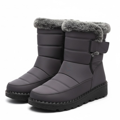 Women's Elegant Fur-Lined Winter Ankle Boots Waterproof Low Heel Snow Shoes
