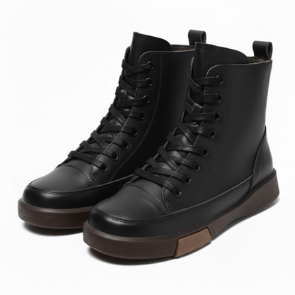 DRKANOL Women Genuine Leather Short Boots Retro Handmade Winter Warm Flats Ankle Boots