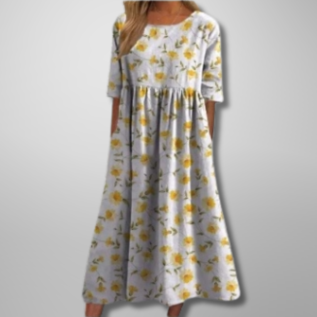 Women's Loose Fit Short Sleeve Midi Dress