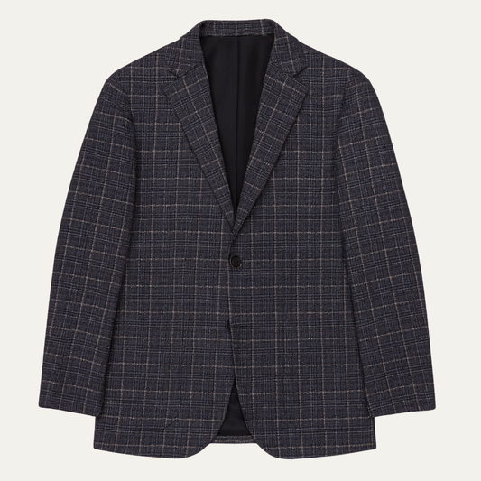 Men's Plaid Jacket Business Casual Wool Blend - Fashinoza
