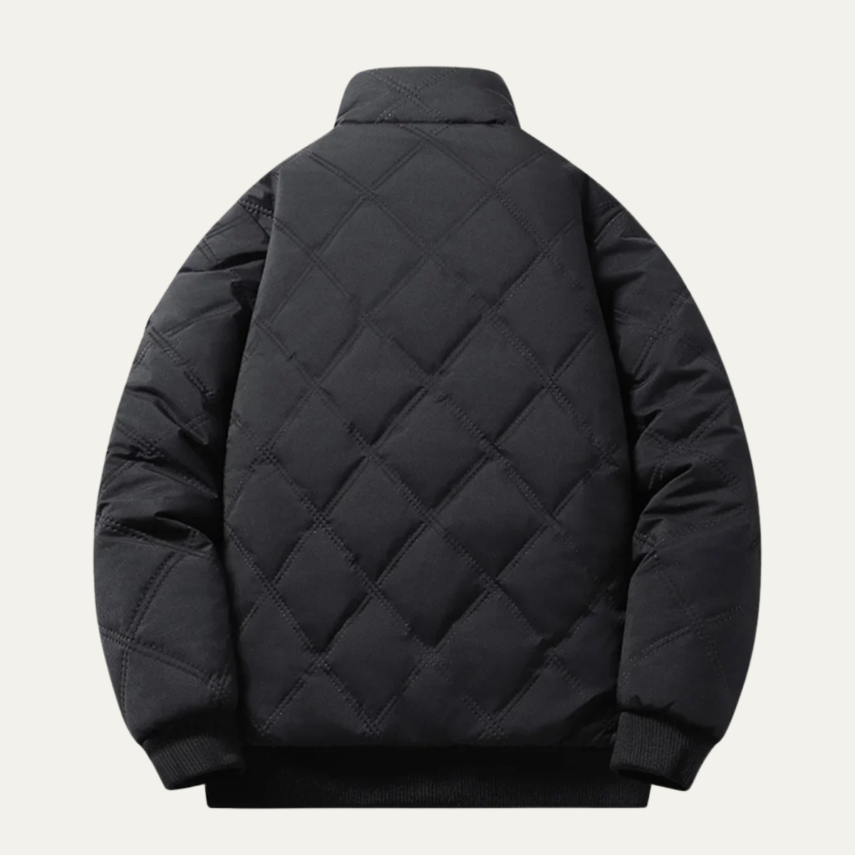 Men's Quilted Jacket Windproof Thermal Padded Fleece Lining