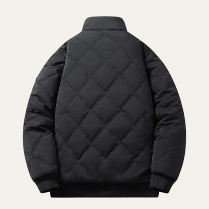 Men's Quilted Jacket Windproof Thermal Padded Fleece Lining