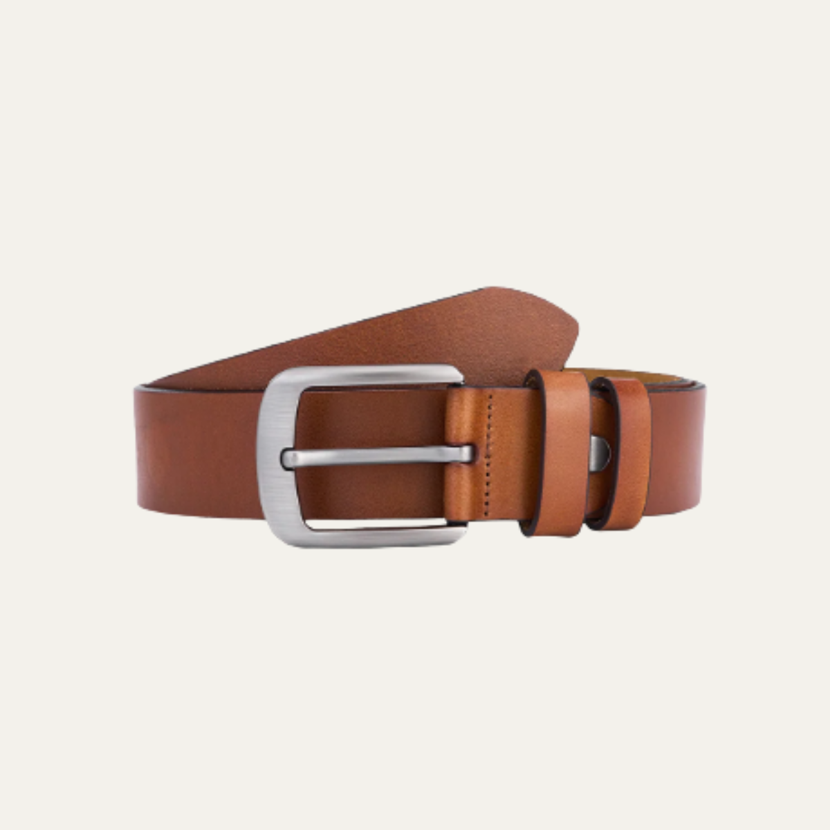 Men's Leather Classic Belt Durable Buckle Brown - Fashinoza