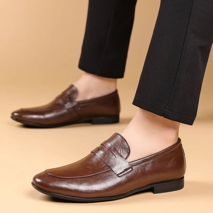 Men's Slip-On Dress Shoes Strap Detail Leather