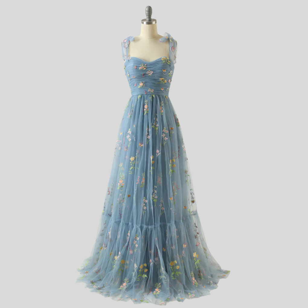 Women's Embroidered Tulle Ball Gown Evening Wear