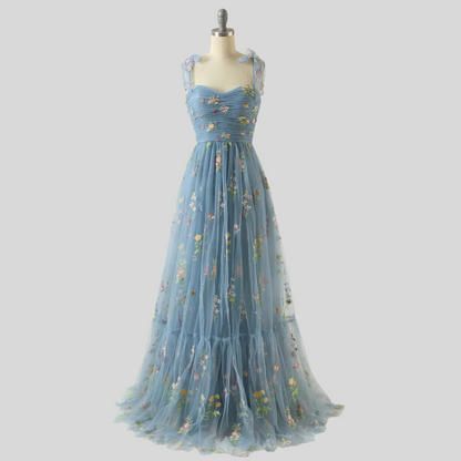 Women's Embroidered Tulle Ball Gown Evening Wear