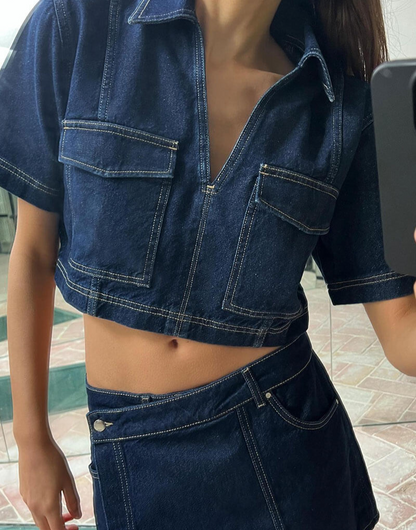 Women's Denim And Skirt Set