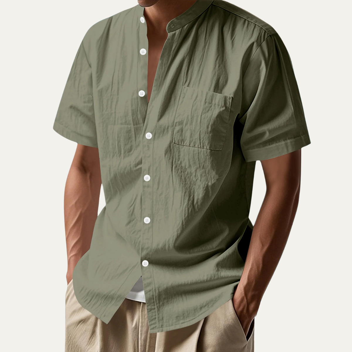 Men's Linen Button Up Shirt Lightweight