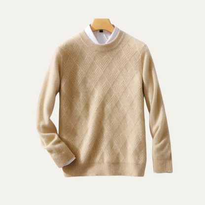 Men's Cashmere Sweater Warm Winter Beige - Fashinoza
