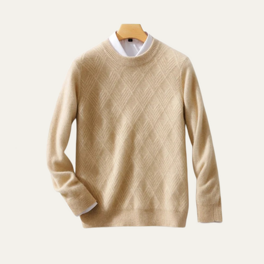 Men's Cashmere Sweater Warm Winter Beige - Fashinoza