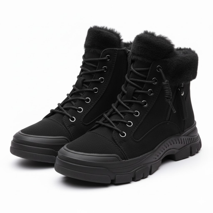 Women's Premium Genuine Leather Winter Ankle Boots Thick Sole Plush Lined Snow Booties