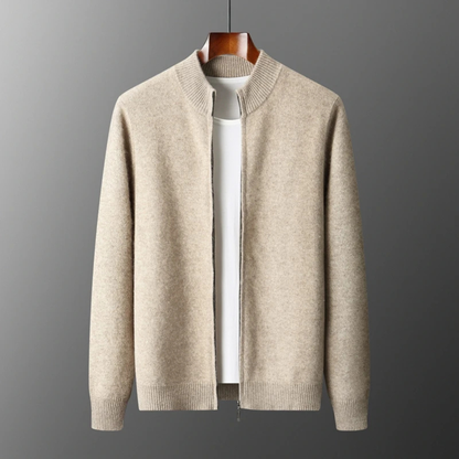 Men's Merino Mock Neck Zip Cardigan