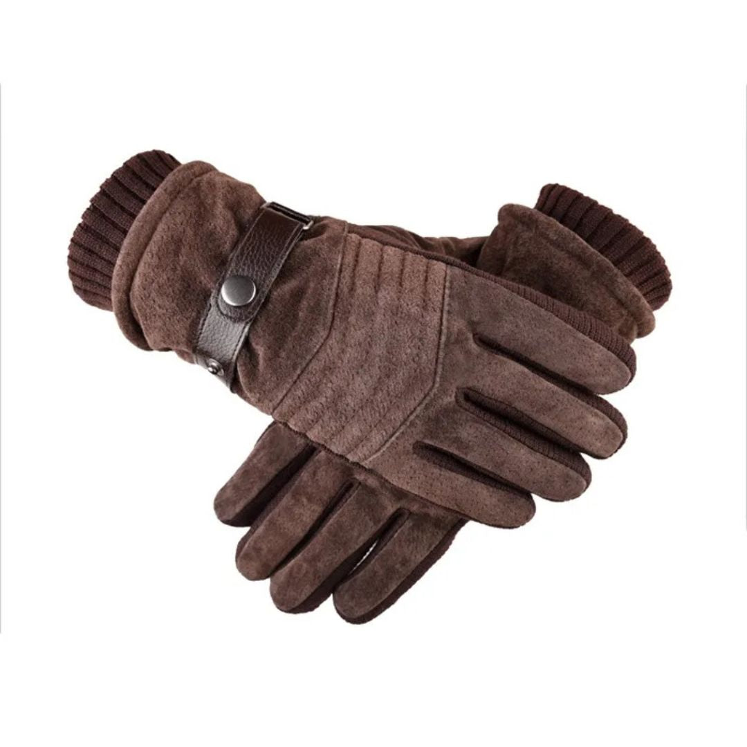 Men's Winter Gloves Touch Screen Genuine Leather Strap