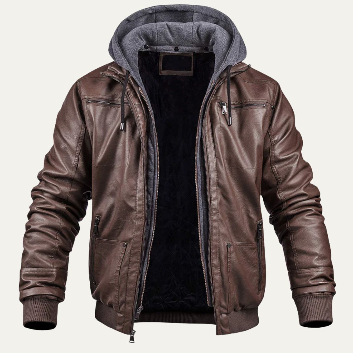 Men's Modern Leather Jacket Warm Brown