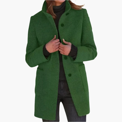 Women's Coat Stand Collar Pockets - Fashinoza