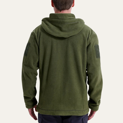 Men's Tactical Fleece Jacket With Hood And Pockets