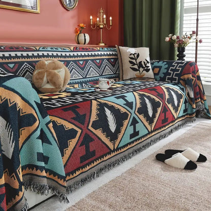Geometric Pattern Sofa Cover Boho Inspired - Fashinoza