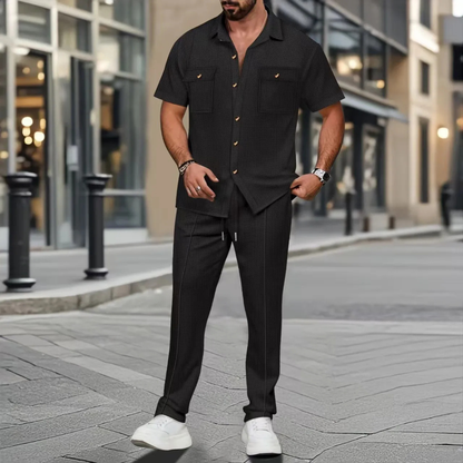 Edgemont Men's Casual Button Up Shirt And Pants Set