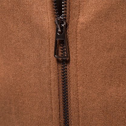 Men's Leather Biker Jacket Zip Up Black