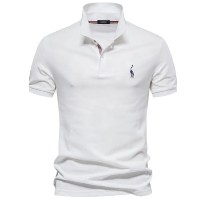 Cotton Polo Shirt Embroidered Deer Design