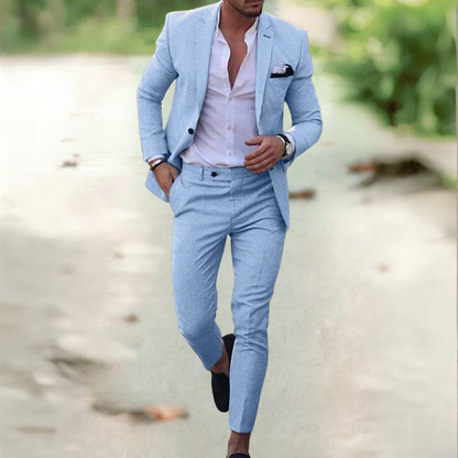 Men's 2-Piece Suit Buttoned Jacket And Pants