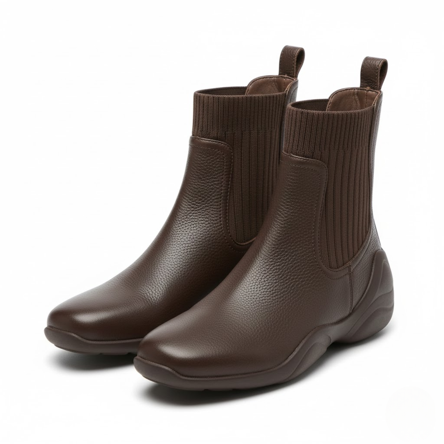 New Women's Soft Leather Stretch Sock Boots Autumn Winter Flexible Chelsea Fashion Boots