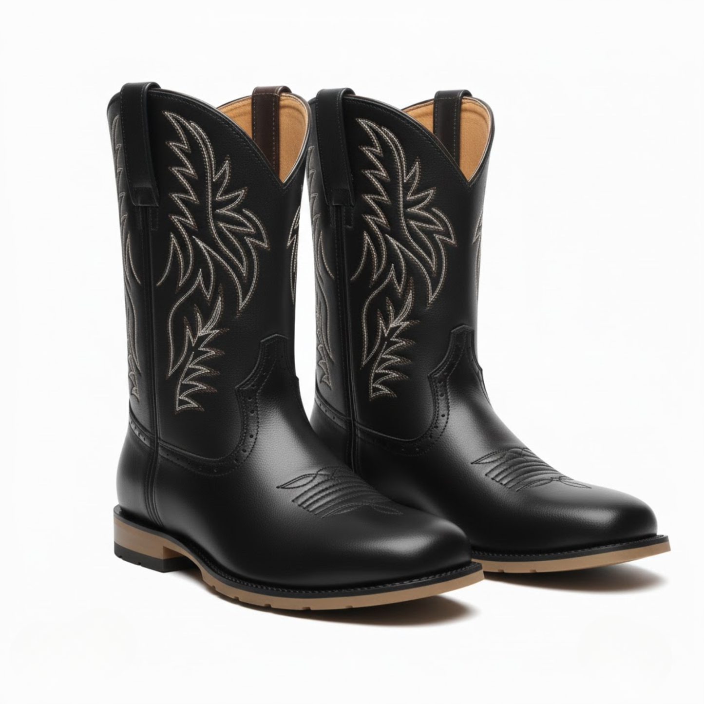 Men's Western Cowboy Boots Fashion Embroidery Boots Square Head Male Boots